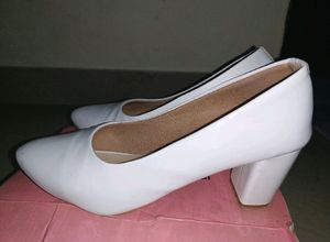 Women White Block Heels