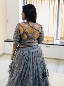 Designer Grey Lehenga Choli Set