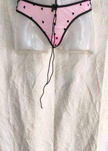 I. Pink Heart Print Thong Panty