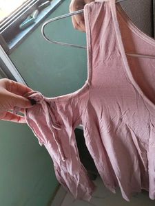 Pink Cold Shoulder Bell Sleeve Top