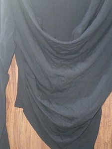 Elegant Black Drape Neck Top