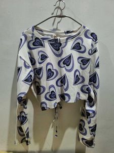 Cute Cropped Heart Print Top