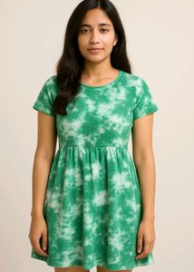 Green Tie-Dye Mini Dress (New)