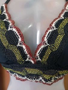 Stylish Black Bikini Set with Crochet Detail