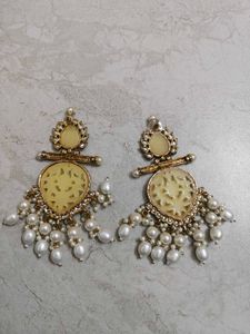 Exquisite Pearl &amp; Stone Dangle Earrings