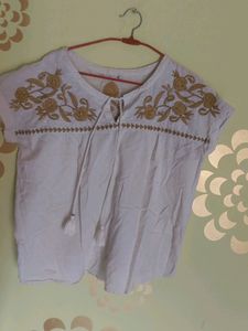 Embroidered Tassel Top