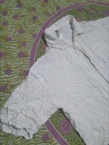 White Cropped Button-Up Shirt