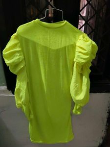 Neon Green Puff Sleeve Dress