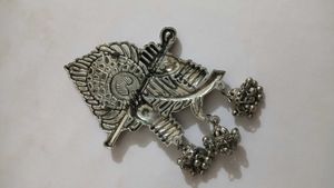 Oxidized Silver Peacock Pendent Earrings Nose-ring