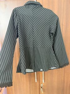 Pinstripe Lace Trim Blouse
