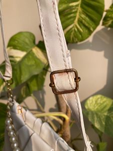 White Pearl Embellished Shoulder Bag