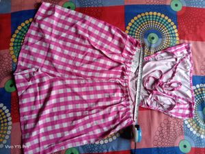 Pink Gingham Strapless Romper