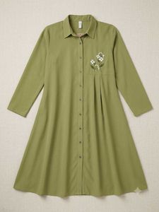 Chic Olive Green Shirt Dress
