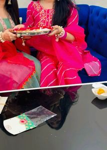 Pink Striped Kurta Set