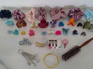 Assorted Hair Accessories, Keychain, metal bangle