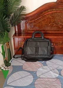 Classic Black Leather Briefcase