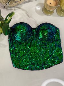 Sparkling Green Sequin Corset Top