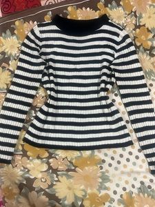 Chic Striped Mock Neck Top