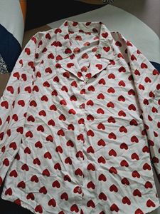 Heart Print White Shirt