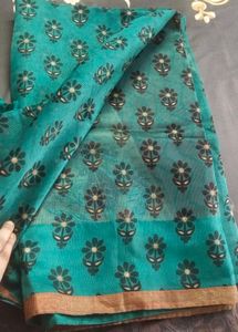 sea green beautiful flower design saree