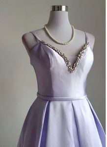 Stunning Lilac Embellished V-Neck Dress