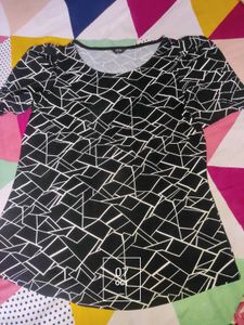 Abstract Print Puff Sleeve Top