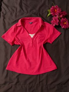 Pink Polo Neck T-Shirt