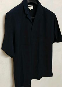Men's Navy Blue Short Sleeve Button-Up T Shirt