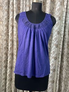 Purple Beaded Neckline Tank Top