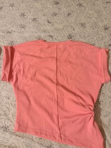 Coral Ruched Short Sleeve Top
