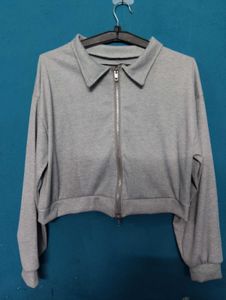 Grey Zip-Up Collared Jacket