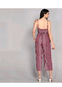 Maroon Geometric Print Jumpsuit