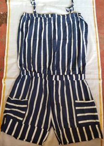 Striped Navy &amp; White Romper