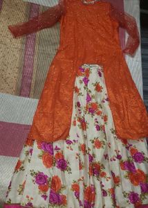 Orange &amp; Floral Indian Dress