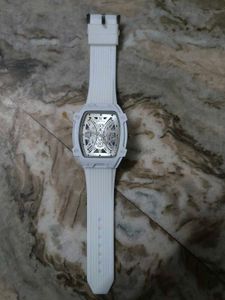 Stylish White Skeleton Watch