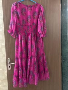Pink Floral Midi Dress