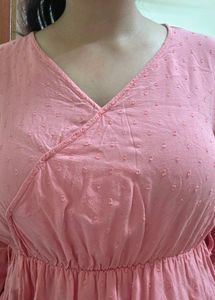 Chic Pink Wrap Peplum Top