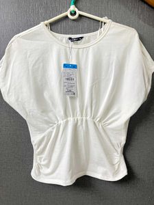 Chic White Ruched Waist Top