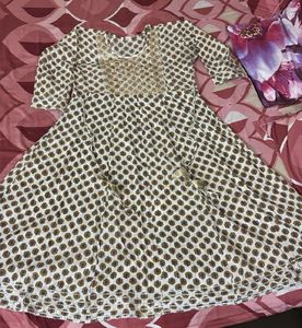 White Ethnic Kurta with Golden Print