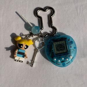 Cute Tamagotchi & Character Keychain Set