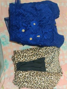 2 dresses Blue embroidery dress &amp; Cheetah print dr