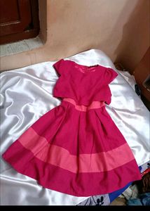 Chic Pink Striped Fit & Flare Dress
