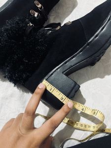 Black Fur Trim Boots