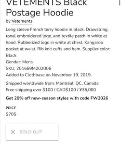 Vetements Black Hoodie