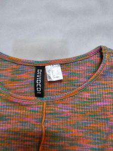 Multi-Color Ribbed Cropped Tee