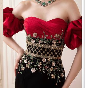Stunning Red & Black Embellished Gown
