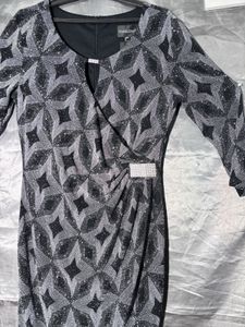 Sparkly Geometric Print Wrap Dress