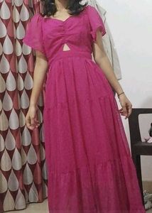 Chic Pink Tiered Maxi Dress