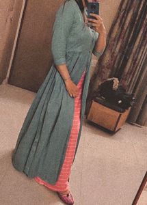 Elegant Teal & Pink Kurta Set (two piece)