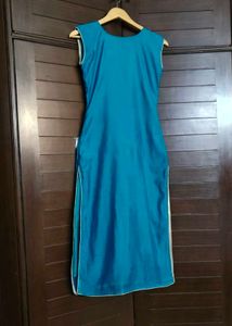 Teal Sequined Georgette Kurta Set with Dupatta